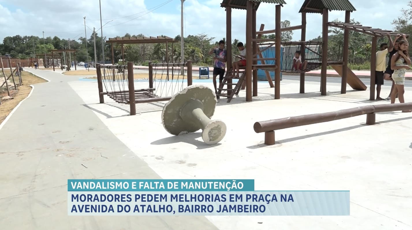 Obras interrompidas causam riscos à usuários de uma praça da Avenida do Atalho, em São Luís