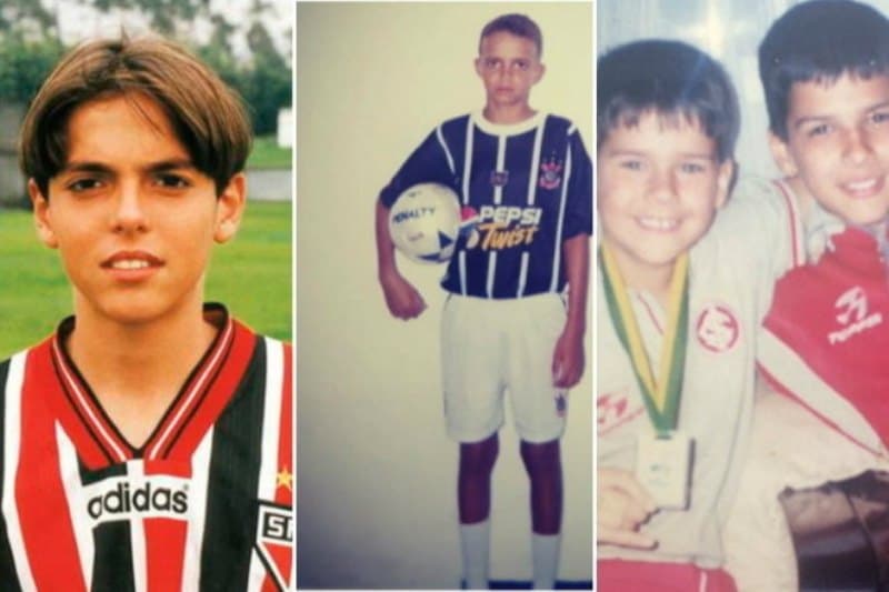 crianças com roupas de futebol