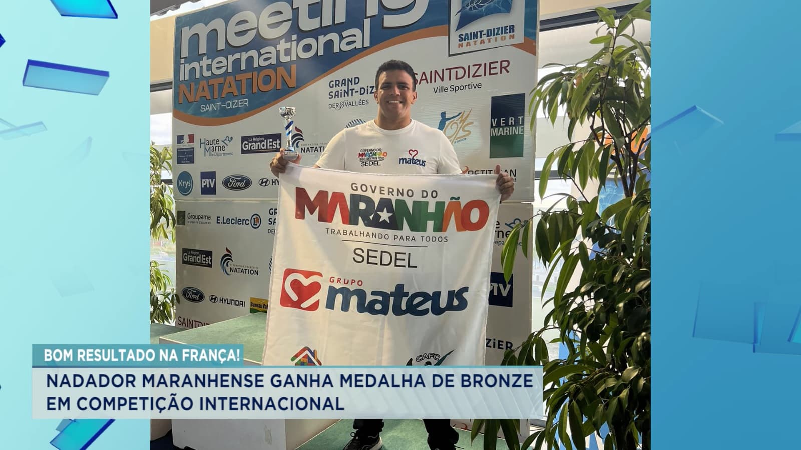 Nadador maranhense ganha medalha de bronze em competição na França
