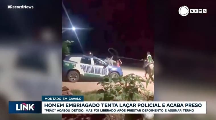 'Peão' embriagado tenta laçar policial e é preso no interior de Goiás