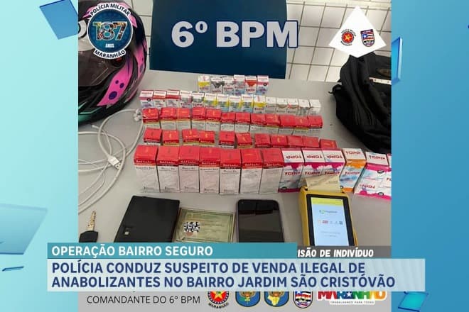 Polícia conduz suspeito de comércio ilegal de anabolizantes em São Luís