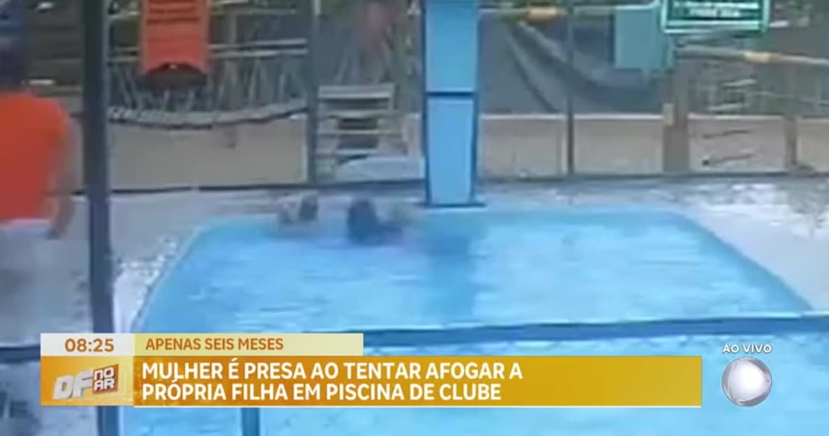 Mulher tenta afogar filha de seis meses em piscina de clube