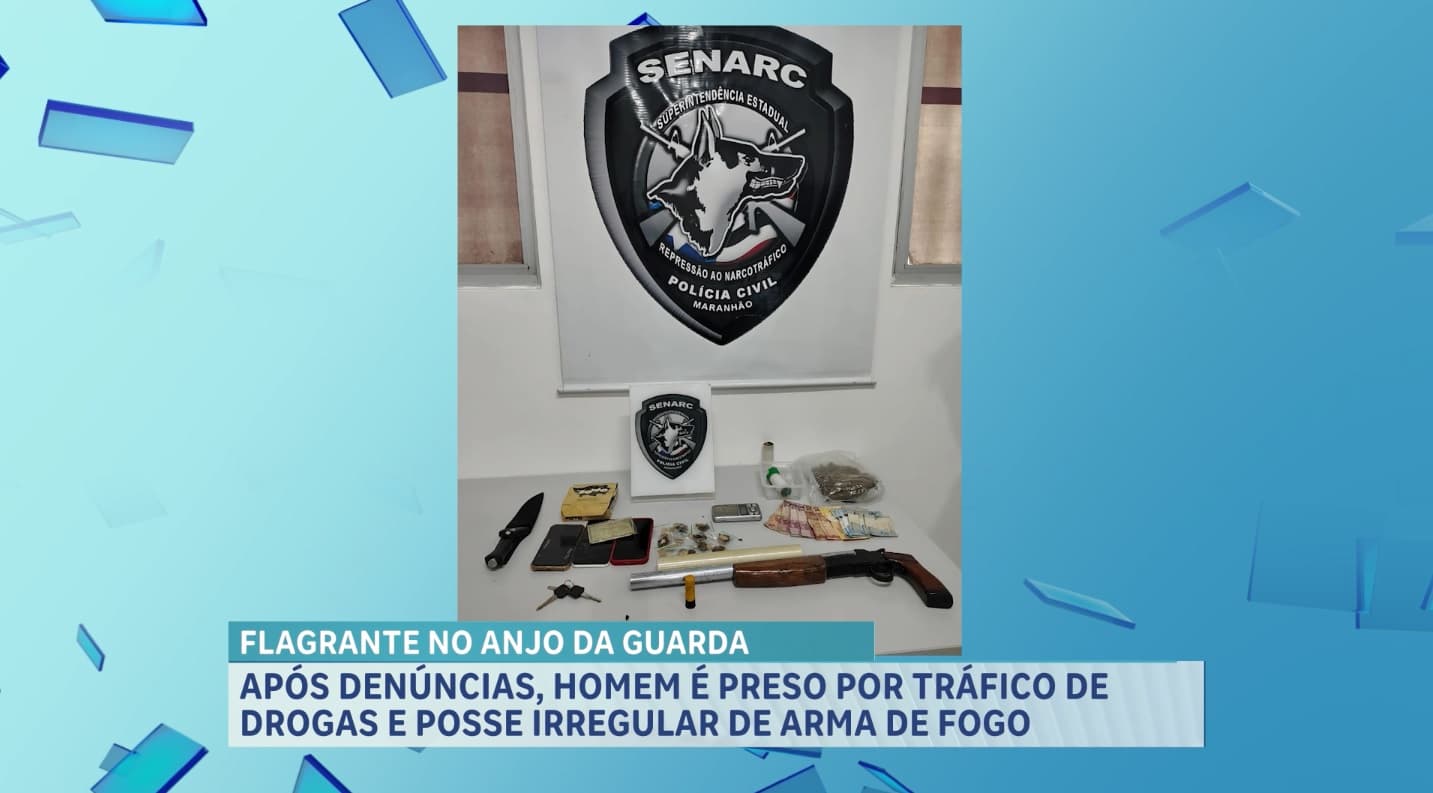 Preso suspeito de tráfico de drogas e posse ilegal de arma de fogo no Anjo da Guarda