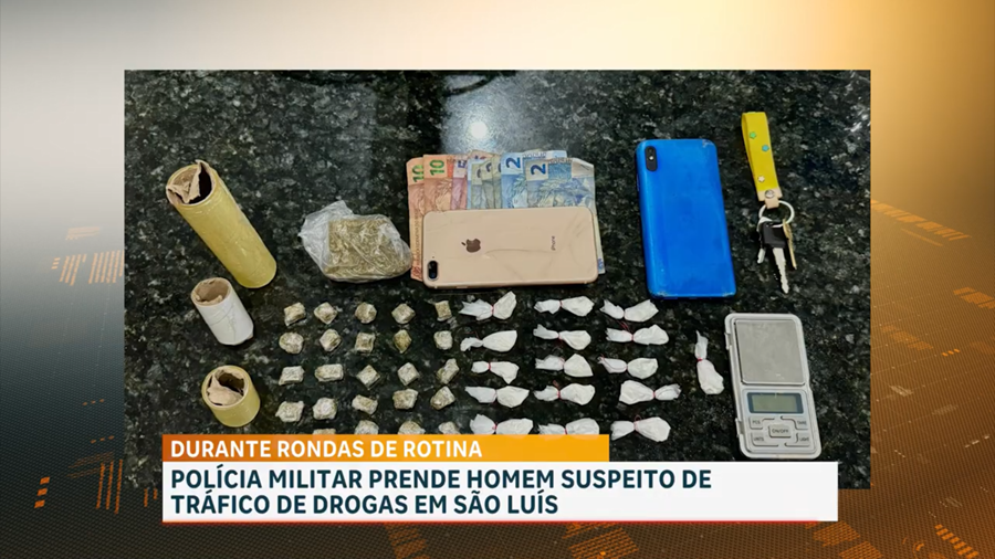 PM conduz suspeito com drogas e objetos de tráfico na Salina do Sacavém, em São Luís