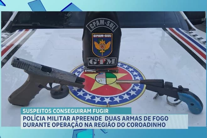 PM apreende arma de fogo e munições em área de mata no Coroadinho
