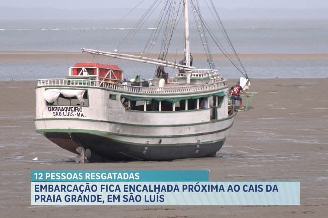 Embarcação encalha próximo ao cais da Praia Grande, em São Luís