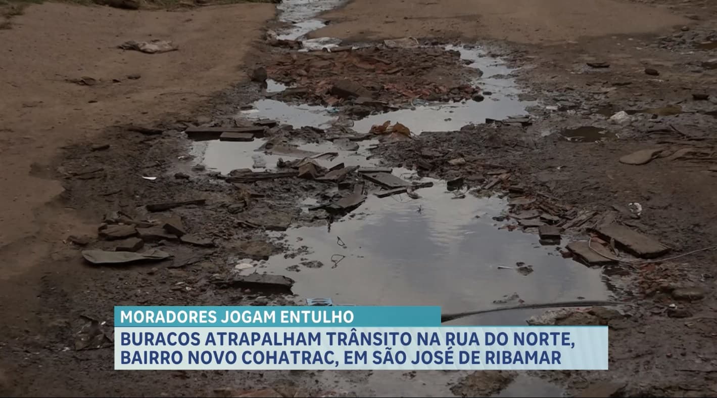 Problemas na infraestrutura atrapalham o trânsito do bairro Novo Cohatrac, em São José de Ribamar