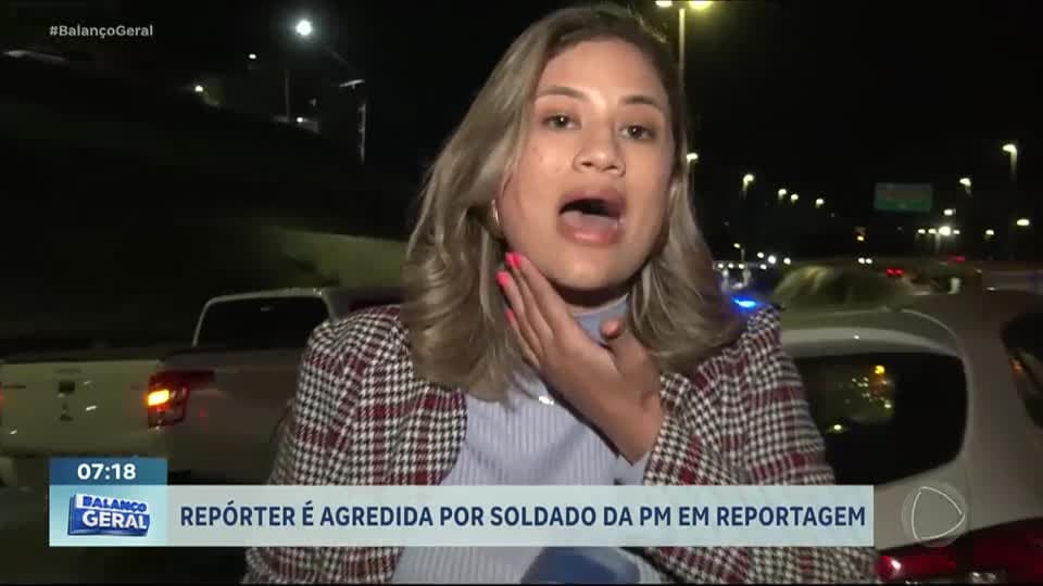 Repórter da RECORD é agredida por policial que se envolveu em acidente de trânsito em Cuiabá (MT)