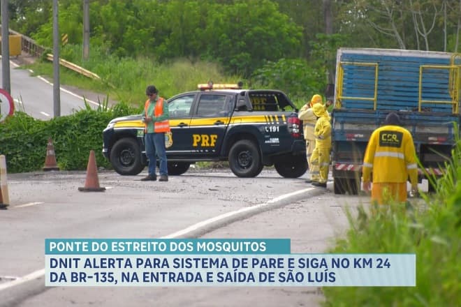 Trânsito na BR-135 é alterado para obras na ponte do Estreito dos Mosquitos