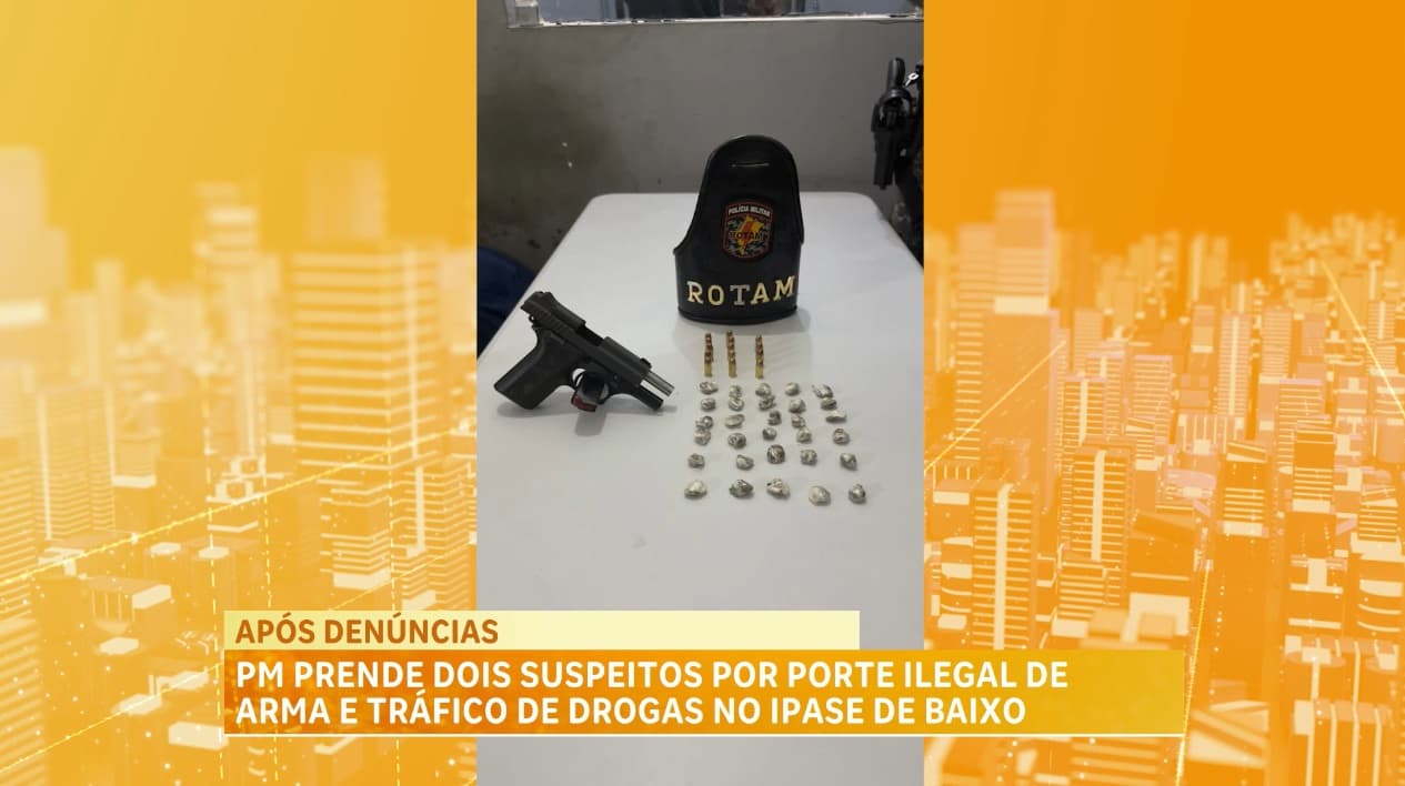 ROTAM prende dois suspeitos por porte ilegal de arma e tráfico de drogas no Ipase de baixo