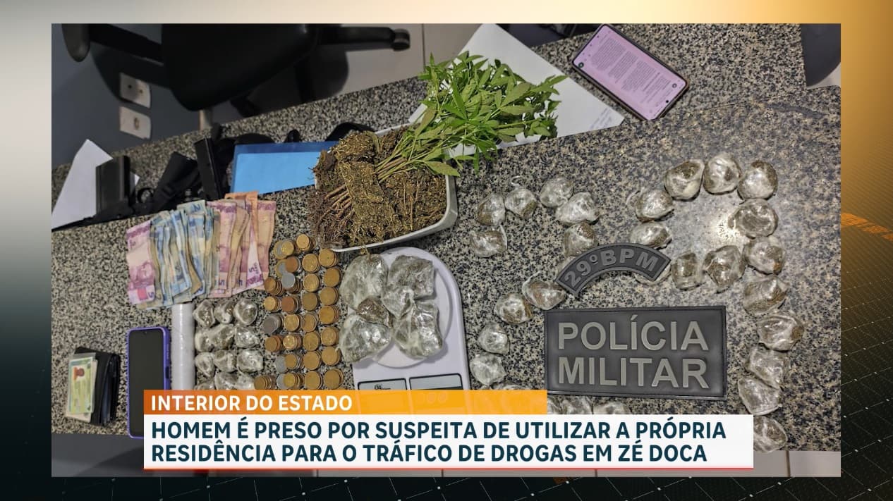 PM apreende drogas e prende homem por tráfico de drogas, em Zé Doca