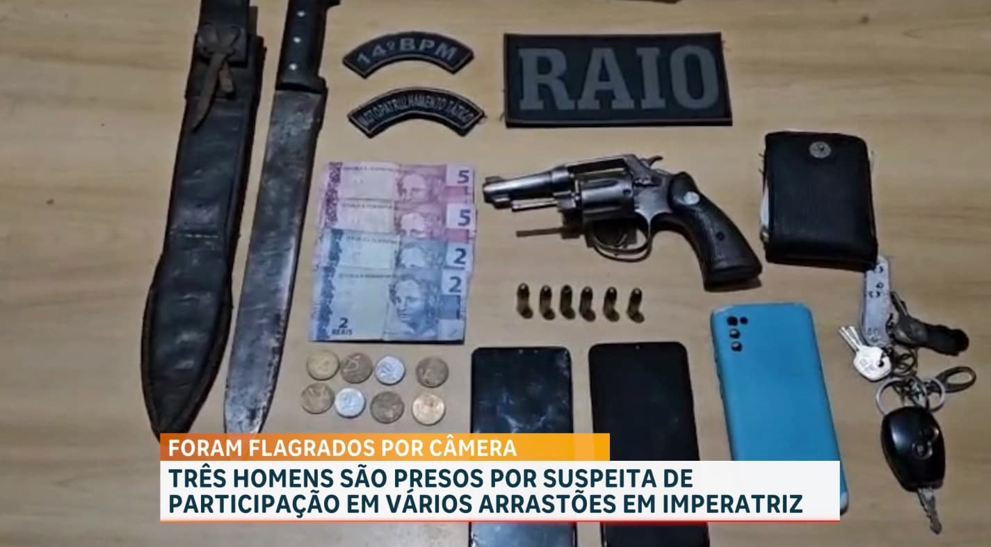 Trio é preso em Imperatriz suspeito de vários arrastões flagrados por câmera de segurança
