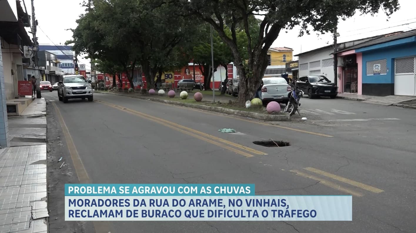 Moradores do Vinhais denunciam buraco na Rua do Arame agravado pelas chuvas e cobram reparos