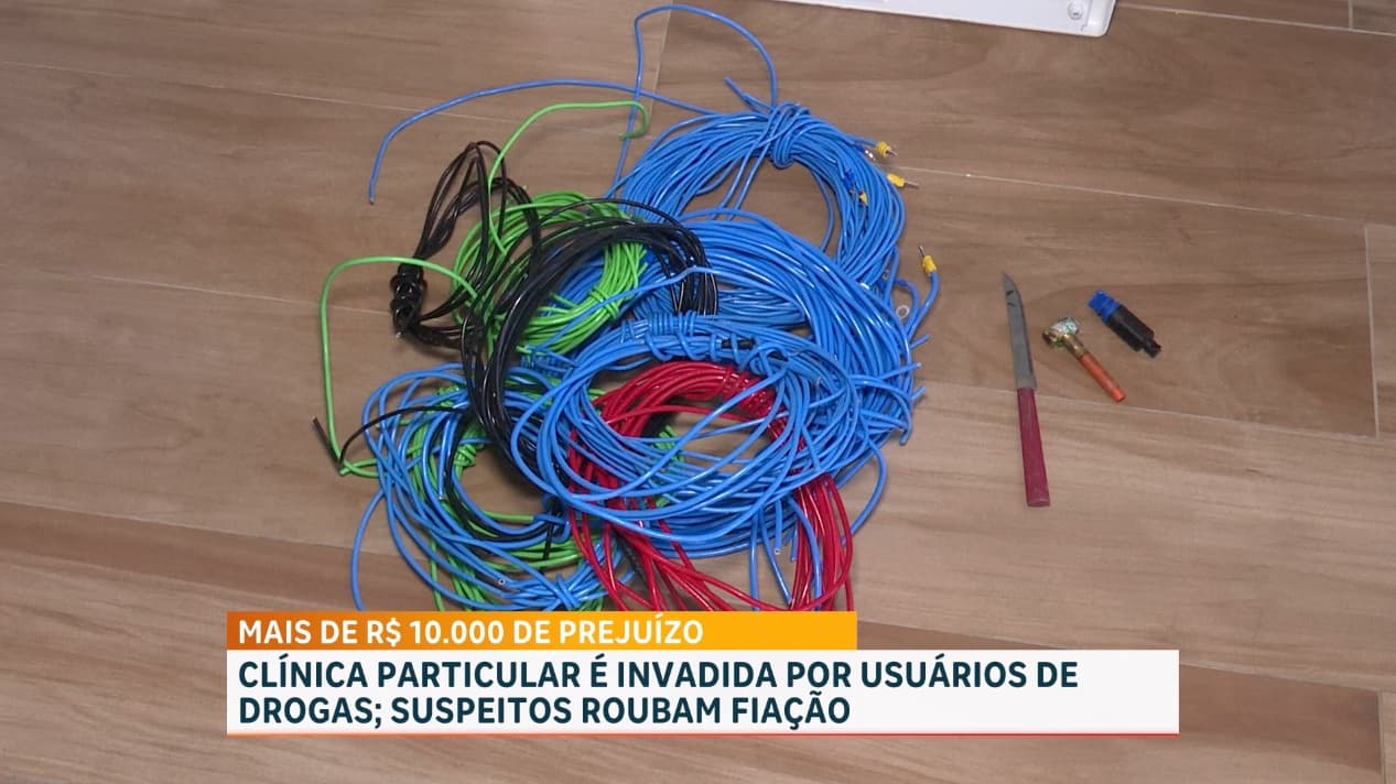 Clínica particular é invadida por usuários de drogas: suspeitos roubam fiação e equipamentos
