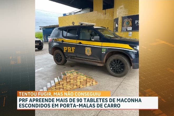 PRF apreende mais de 90 tabletes de maconha escondido em porta-malas de carro