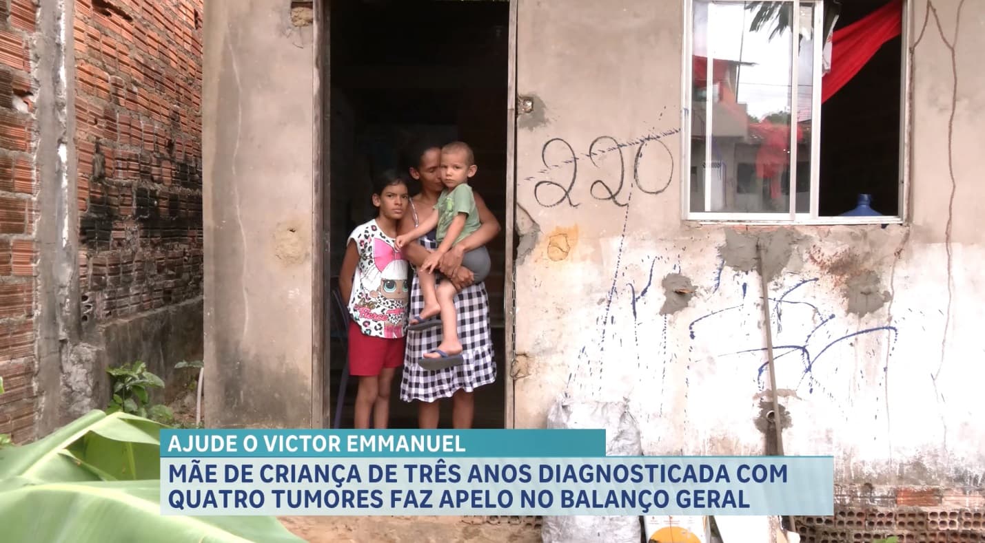 Mãe pede ajuda para custear despesas básicas do filho de 3 anos diagnosticado com quatro tumores