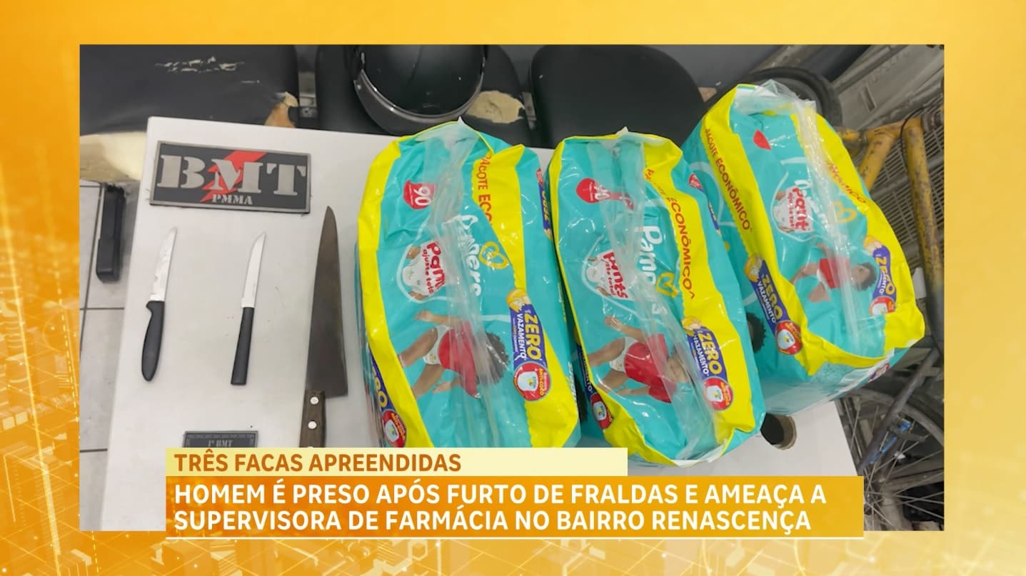 Homem rouba fraldas e ameaça funcionária de farmácia em São Luís
